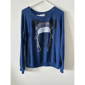 Disney Parks Authentic Sweater Women's L Mickey Blue Winter Lightweight Graphic